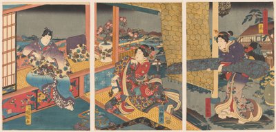 Çiçekler Hana (nesne üzerindeki başlık) Kar, Ay ve Çiçekler (dizi adı) Setsugekka no uchi (nesne üzerinde seri başlığı) by Utagawa Kuniteru