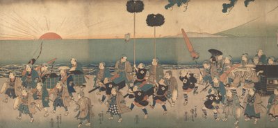 Boys Play-oyunculuk bir Daimyo Alayı, 19. yüzyıl. by Utagawa Kuniyoshi