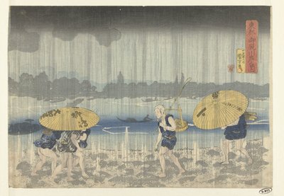 Doğu Başkentinde Onmaya Nehir Kıyısı Toto Onmayagashi no zu (nesne üzerindeki başlık) by Utagawa Kuniyoshi