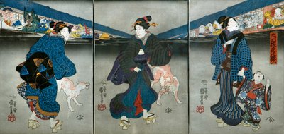 Fes Chibi Wisdom of Th Ree Monke ys üyesi Tee ght (yoğun maymun gecesi hareketli) by Utagawa Kuniyoshi