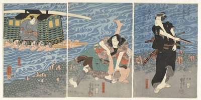 Oi Nehri kıyısında savaş by Utagawa Kuniyoshi