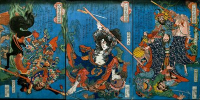Hakukaja Yōshun and Shinki Gunshi Shubu (right) by Utagawa Kuniyoshi