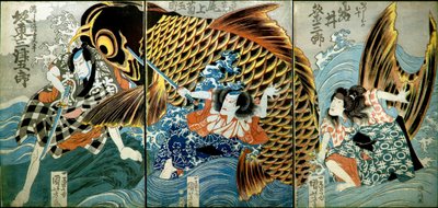 Iwai Kumesaburō II olarak Katsushika no Ojū by Utagawa Kuniyoshi