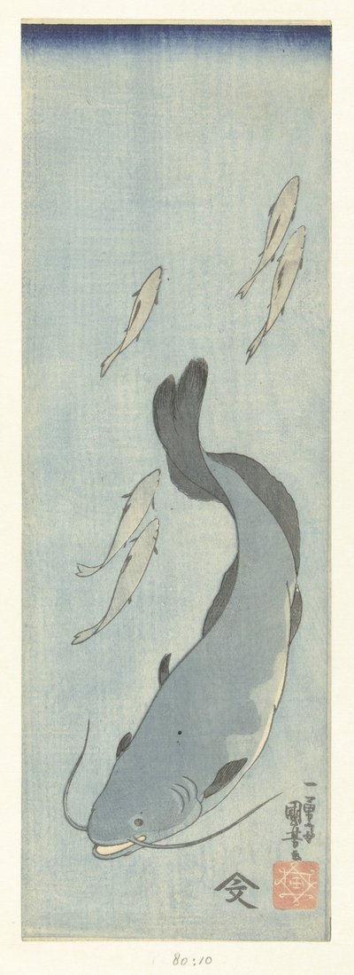 Yayın balığı ve beş alabalık by Utagawa Kuniyoshi