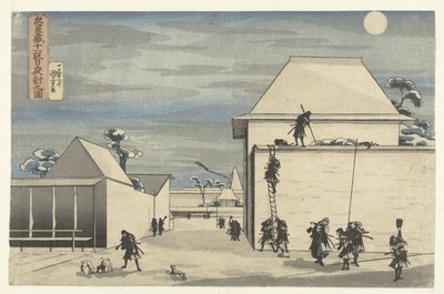 Chushingura Oyununun On Birinci Perdesinde Gece Saldırısı Chushingura juichidanme youchi no zu (nesne üzerindeki başlık) by Utagawa Kuniyoshi