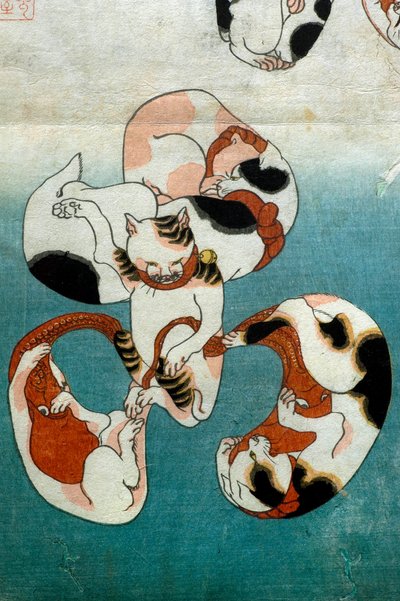 Ahtapot Serisi Kediler Yazılı Karakterler (Neko no ateji), c.1842 by Utagawa Kuniyoshi