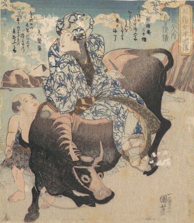 Roshungi Chinese, Lu Zhunyi, Manda Üzerinde Pipo Süren Bir Kadın olarak. by Utagawa Kuniyoshi