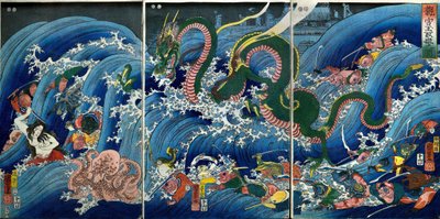 Tamatori-hime Ejderha Sarayından Kutsal Mücevheri Çalmak (Ryūgū Tamatori-hime no zu) by Utagawa Kuniyoshi