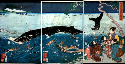 Yedi Sahilin Büyük Balıklarla Zenginleşmesi (Nana ura tairyō hanjō no zu) by Utagawa Kuniyoshi