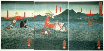 Ujigawa'yı geçen Rakip Generaller, 1849 by Utagawa Kuniyoshi