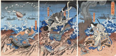 Dan-no-ura savaşı Dannoura sen no zu, 1844 civarı. by Utagawa Kuniyoshi