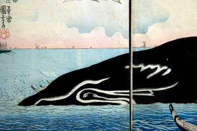 Yakalanan Bir Balinanın Etrafındaki İnsan Kalabalığı by Utagawa Kuniyoshi