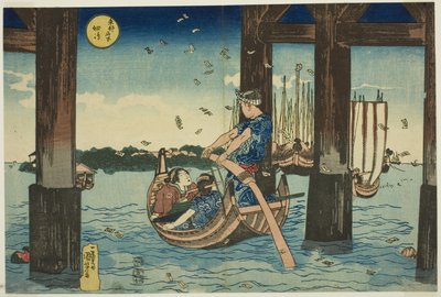 Tsukuda Adası (Tsukudajima), "Doğu Başkentindeki Ünlü Yerler (Toto meisho)" dizisinden by Utagawa Kuniyoshi