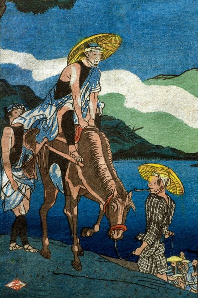 Sagami Eyaletindeki Ōyama Yolu üzerindeki Tamura Feribotunun görünümü (Sōshū Ōyama-dō Tamura no watashi no kei) by Utagawa Kuniyoshi