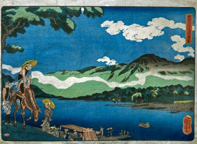 Sagami Eyaletindeki Ōyama Yolu üzerindeki Tamura Feribotunun görünümü (Sōshū Ōyama-dō Tamura no watashi no kei) by Utagawa Kuniyoshi
