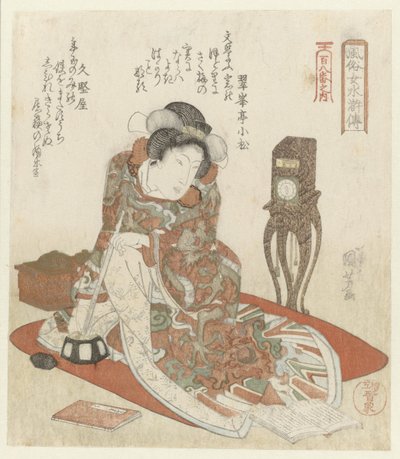 saatli kadın Suikoden Kahramanları Olarak Zarif Kadınlar - Yüz Sekiz serisinden (dizi adı) Fûzoku onna Suikoden - Hyakuhachiban no uchi (nesne üzerinde seri başlığı) by Utagawa Kuniyoshi