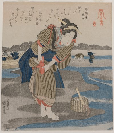 Eteklerini Bağlayan Kadın; Alçak Gelgitin Beş Resmi serisinden by Utagawa Kuniyoshi