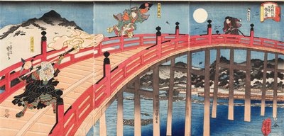 Yoshitsune Ichidaiki Joe No Bridge Figürü, Ka 1839. by Utagawa Kuniyoshi