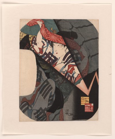 Akşam ani bir fırtına sırasında barınak aramak. Yudachi no hikariyoke (nesnedeki başlık) by Utagawa Sadahide
