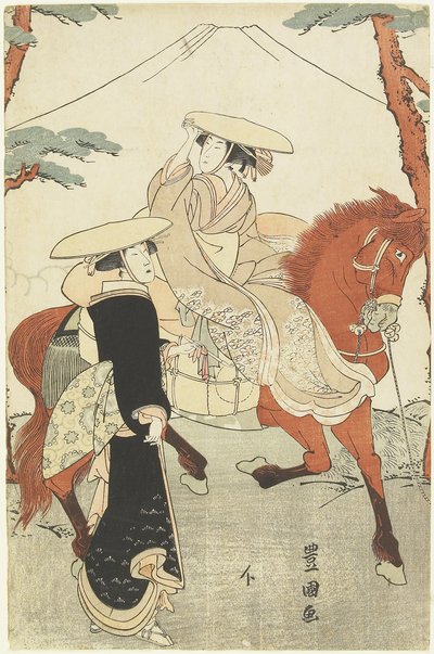 (İki Kadın, Biri Yürüyen, Biri Atlı), 18. yüzyılın sonu - 19. yüzyılın başı by Utagawa Toyokuni