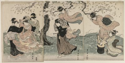 Rüzgarda Kiraz Çiçekleri by Utagawa Toyokuni