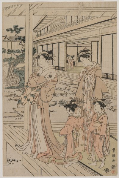 Bir verandada duran fahişe by Utagawa Toyokuni