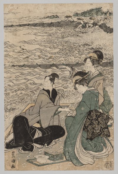 Deniz Kıyısında Erkek ve İki Kadın, 1769-1825. by Utagawa Toyokuni