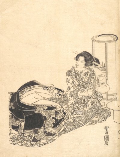 Fahişe veya Aktör, Bir Fenerin Işığıyla Çay Döken Fahişe Olarak. by Utagawa Toyokuni I