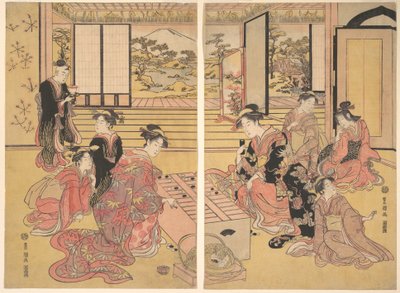 Sugoroku Oyunu Oynayan İki Genç Kadın. by Utagawa Toyokuni I