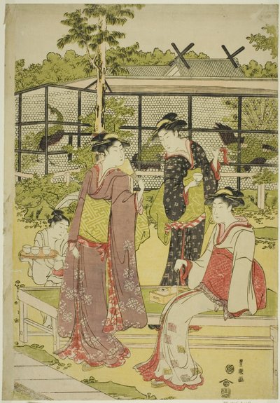 Kuş ve Çiçek Çayevini Ziyaret Eden Kadınlar (Kachojaya) by Utagawa Toyokuni I
