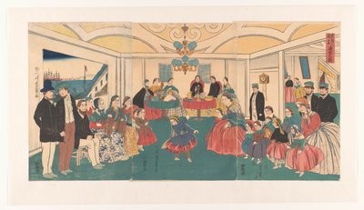 Yabancılar bir ziyafette eğleniyor Ikokujin shuen yuraku no zu (nesnedeki başlık) by Utagawa Yoshikazu