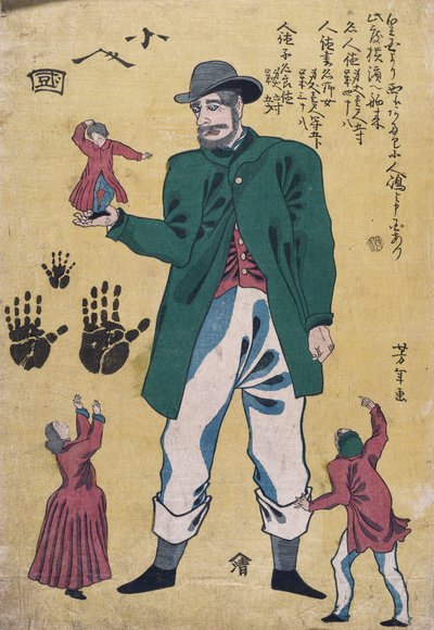 Cüceli Bir Dev (renkli tahta baskı) by Utagawa Yoshitora
