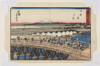 Nihonbashi: Sunse t (Nihonbashi Seki sh?) by Utagawa Yoshitora
