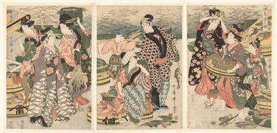 Shiba sahilinde balık pazarının görünümü [Shiba] no ura uoichi no zu (nesnedeki başlık) by Utamaro (II) , Kitagawa