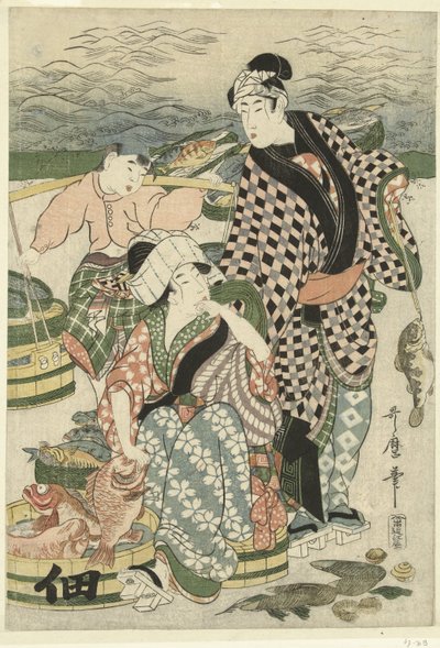 Shiba sahilinde balık pazarının görünümü [Shiba] hayır ura uoichi no zu by Utamaro (II) , Kitagawa