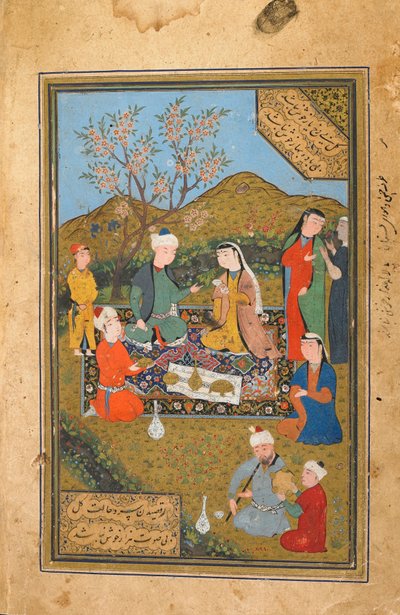 Tuhfat Al-Ahrar, Buhara, Özbekistan, muhtemelen Özbek dönemi, 1558 (kağıt üzerine opak suluboya, mürekkep ve altın) by Uzbek School