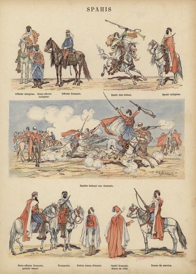 Spahiler, Fransız ordusunun sömürge askerleri (renkli taş) by Victor Armand Poirson