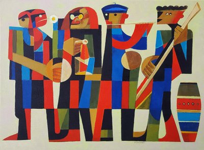 Dört Müzisyen, 2017 (tuval üzerine akrilik) by Vadym Vaskovsky