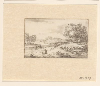 Toprak yolda bir binici ile manzara by Valentijn (possibly)