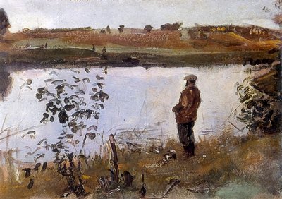 Sanatçı Konstantin Korovin nehir kıyısında by Valentin Aleksandrovich Serov