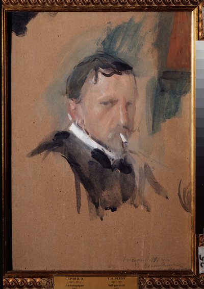 Otoportre. Valentin Alexandrovich Serov (1865-1911), kağıt üzerine suluboya ve guaj çalışması by Valentin Aleksandrovich Serov