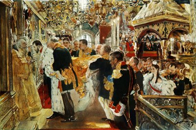 Rusya İmparatoru (Çar) II. Nicholas'ın 1894'te Valentin Serov tarafından taç giyme töreni (19 Ocak) by Valentin Aleksandrovich Serov