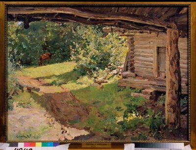 Bir atlı manzara (köylü konutu). Valentin Aleksandroviç Serov
