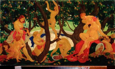 Elmaları Paylaşmak (Elma Toplama) - Valentin Alexandrovich Yakovlev (1887-1919), tuval üzerine yağlı boya by Valentin Alexandrovich Yakovlev