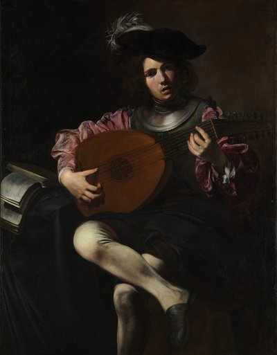 Ud Oyuncusu, c.1625-26 (tuval üzerine yağlı boya) by Valentin de Boulogne