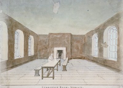 Newgate Hapishanesindeki mahkum odasının içi, Old Bailey, Londra Şehri, 1810 by Valentine Davis