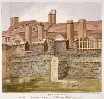Cripplegate olmadan St Giles kilise bahçesinde Londra Duvarı