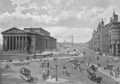 Liverpool: St. Georges Hall ve Lime Street, c1896 by Valentine and Sons Ltd