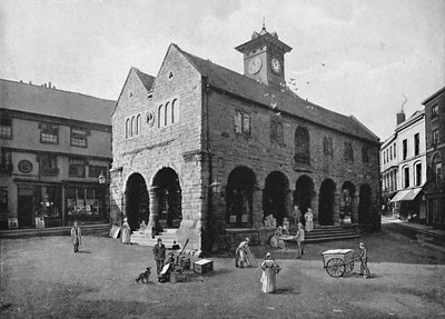 Market Hall ve Kyrles House, Ross, c1896 by Valentine and Sons Ltd