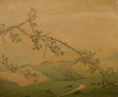 Elma Ağacı ile Manzara (tuval üzerine yağlı boya) by Valerius de Saedeleer
